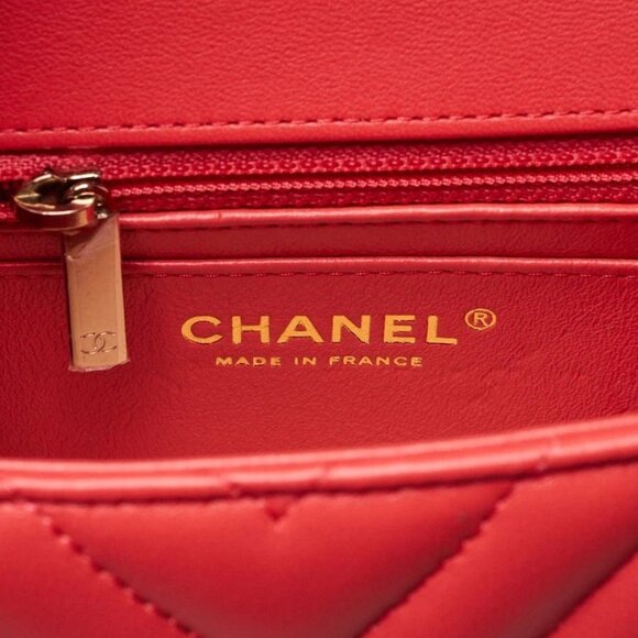 Chanel Pink Chevron Quilted Lambskin Leather Classic Mini Rectangular - Picture 7 of 9